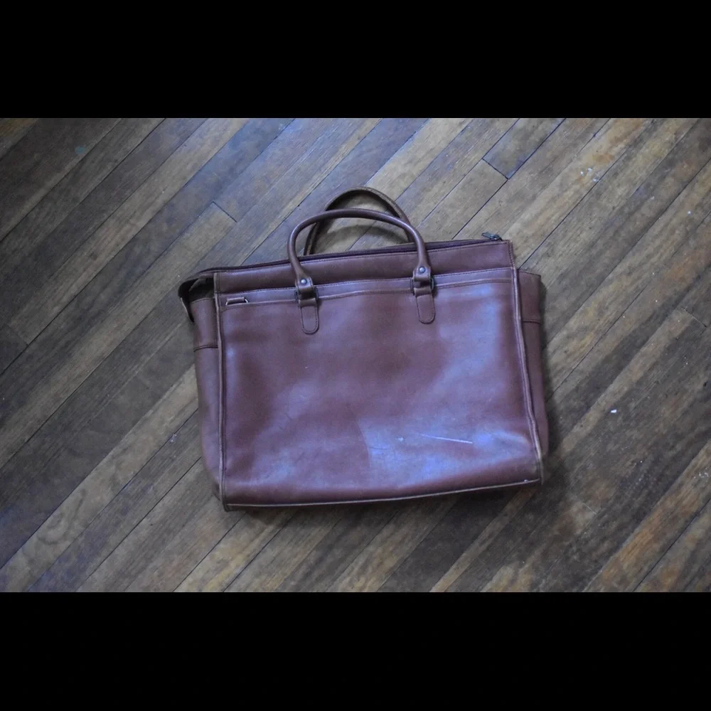 XL British Tan Leather Briefcase Attaché